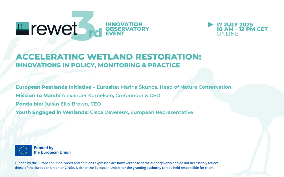 Promotional image of the third REWET innovation observatory event with text 